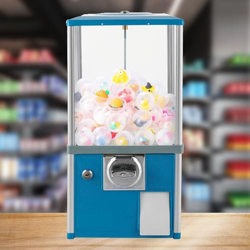 Distributeur automatique commercial, machine à boules de bonbons, petit distributeur automatique, machines à bonbons vintage, machine à prix pour appareils de 4,5 à 5,5 cm de large(Blue,1 EUR/One Time