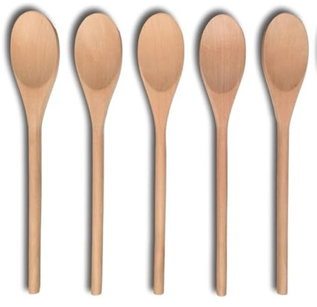 5 PCS Wooden Spoons for Cooking, 12 inch Soup Spoons for Eating, Mixing Stirring Tasting Food, long handle Spoon for Cooking and DIY