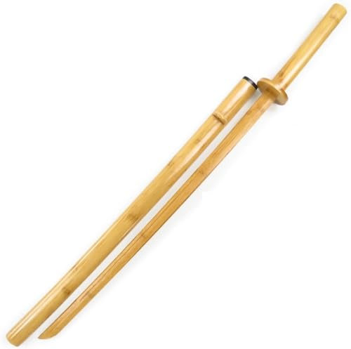Naturlig bambu Katana, Handgjord Bokken, Trä Samurai Svärd för presenter, Dekoration, Kendo Training, Dekoration, Cosplay-Wood color A||102CM