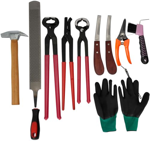 ybaymy Kit de 10 outils professionnels pour chevaux et sabots | Pince à sabots multifonction pour chevaux