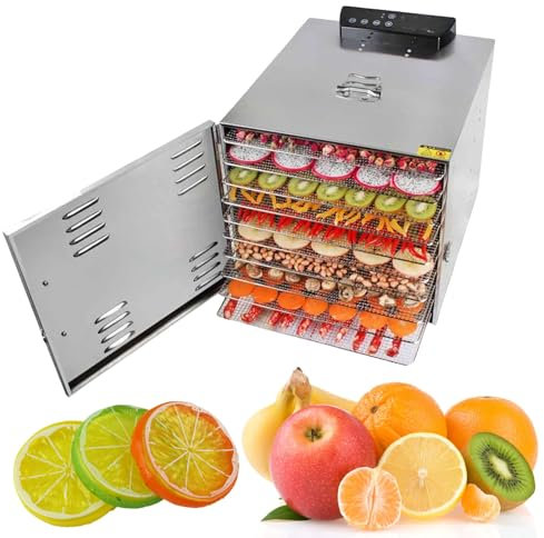 Secador De Frutas Y Verduras Para El Hogar: Para Cecina, Carne, Frutas Y Verduras: Equipo Deshidratador De Alimentos Comercial De Acero Inoxidable De 6/8 Capas, Temporizador De 24 Horas,6Layer-110V
