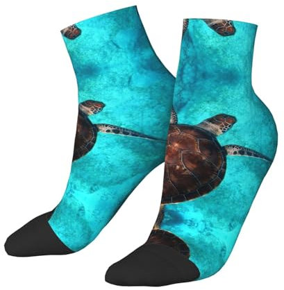 EZDLOWVBA Schwimmsocken mit Schildkrötenmuster, 3D-Druck, kurze Socken, stilvoll, bequem, für Erwachsene, Damen, Herren, Workout, Alltag und alle Jahreszeiten, 1 Schwarz, Einheitsgröße