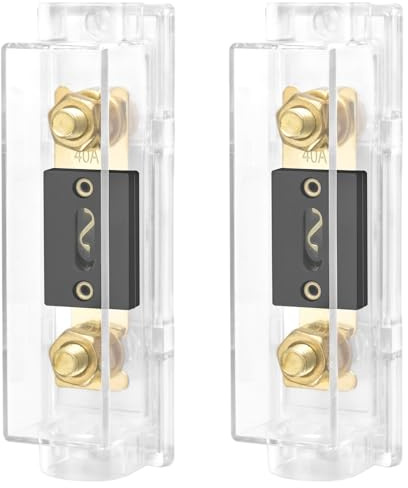 Heschen Auto Audio Video Stereo ANL-säkringshållare, 0/2/4 Gauge In och ut, med 40 ampere ANL-säkring, 2 stycken