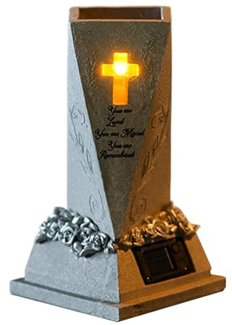 Cemetery Vase,Grave Side Flower Holders,grave Vases With Spike For Fresh Or Artificial Flowers,Decorative Statue Vase With Solar Lamp For Cemetery, Garden, Lawn, Courtyard