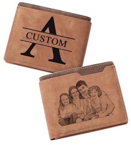 WINSD Personalisierte Herren Geldbörse für Geschenke Männer,Portemonnaie Männer Beidseitig Brieftasche mit Foto Namen an Vatertag,Weihnachten (Stil 3)