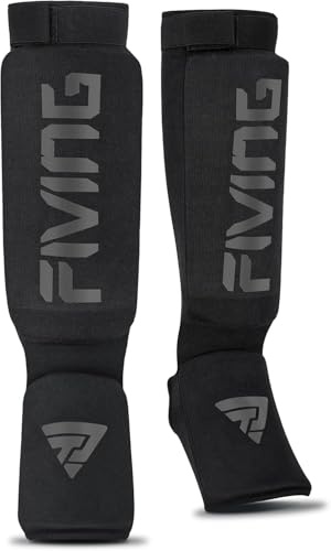 Shin Guards für Kickboxen, Muay Thai, MMA-Kampf, Training, Instep-Schaumschutz, Bein-Fußschutz, Kampfkünste, Sparring, Boxgeräte (schwarz, L)
