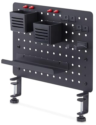 StarTech.com Tablero Perforado de Sobremesa con Abrazadera - Panel Perforado de Acero con Accesorios para Escritorio - Negro