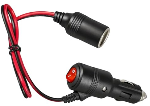 leruiyezs Zigarettenanzünder Verlängerung Mit Schalter 12V Verlängerungskabel 0.5m 16AWG Kabel Für Auto LKW Wohnmobil Kompatibel Mit GPS Kamera Luftreiniger Und Mehr In 12V Oder 24V Fahrzeugen