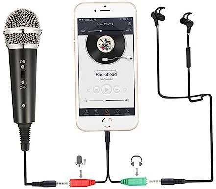 Kondensatormikrofon mit Biegsamem Arm und 360 Grad Halterclip | Legierung, Schwarz, Freihändiger Einsatz für Musikständer und Singen, Stativmikrofon für PC