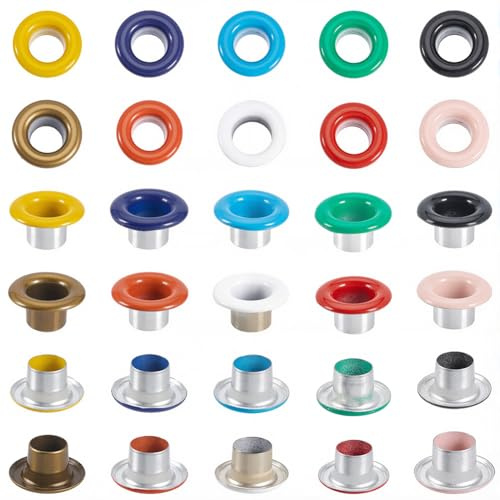 GORGECRAFT 200 Set 10 Occhielli Metallici Colorati per Tessuto Foro 5mm Kit di Occhielli Autoportanti in Ferro Occhielli Rapidi con Rondelle per Riparare Perline Vestiti Scarpe Pelle Tela Artigianato