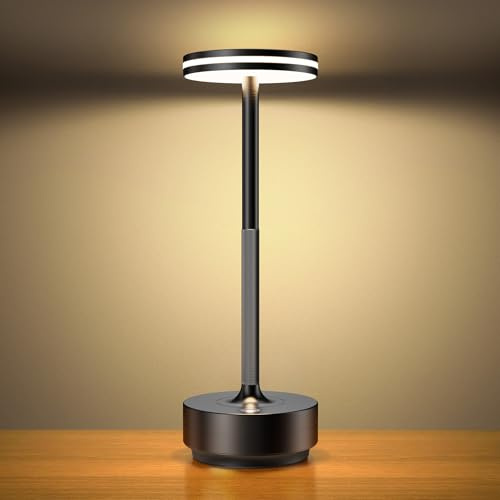 Hapfish LED Tischlampe Akku, 5000mAh Touch Tischleuchte Dimmbar Schwarz