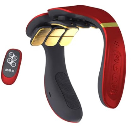 LALADEFIEE Appareil de Soin Du Cou Électrique Multifonction Têtes avec Pulsations Chaleur et Télécommande Masseur Cervical Portable Rechargeable pour Soulagement Musculaire et Amélioration