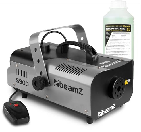 BeamZ S900 Nebelmaschine - 900 Watt Fogger mit Kabelfernbedienung, inkl. 1 Liter Fluid, Party Rauchmaschine, Fog Machine, 2,5 Liter Tank, Nebelmaschine Halloween, Disco Partynebel für DJs