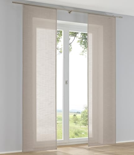 Kutti Schiebegardine Raumtrenner Boston Taupe Leinenoptik Schiebevorhang mit Paneelwagen B 60 x H 245 cm (1 STK)