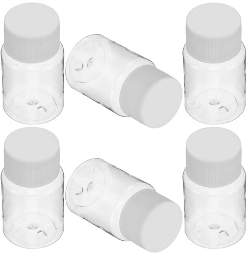 BATHVEVE 6 Fiale per Campioni Liquidi in Plastica Trasparente da 30 Ml con Tappo Ermetico Bottiglie Vuote Leggere per Conservazione e Dispensazione Farmaci per Uso Domestico e Viaggi