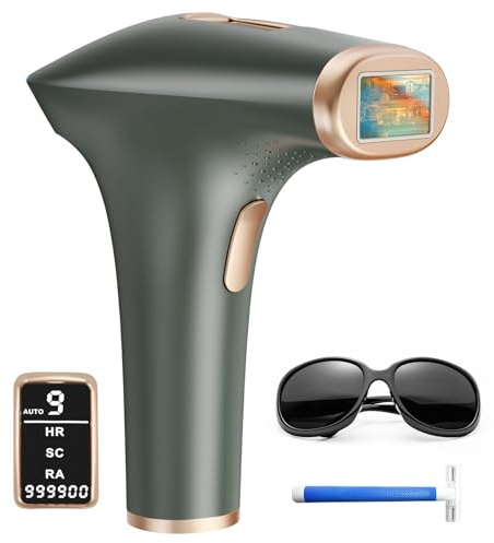 Haarlosy IPL Laser Hair Removal Device for Women and Men 3-in-1 Lazer Hair Remover with 9 Levels Auto Mode 999,900 Flashes for Upper Lips Bikini Line Body Salon Quality Result at Home, Dark Grey
