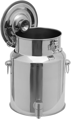 aliooila Bidón De Acero Inoxidable para Transporte De Leche con Grifo Lechera Acero Inoxidable 5 Litro con Tapa/Grifo/asa, para Transportar o Almacenar Leche(Capacity,7L)