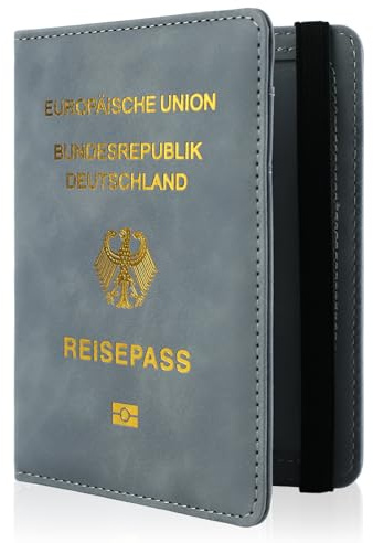 GmeDhc Reisepasshülle aus PU Leder, Passport Cover mit RFID-Blocker, Reisepass Organizer für Damen Herren, Passport Holder, Ausweismappe, Reisedokumententasche