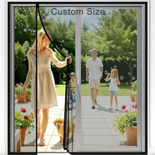 Moustiquaire Porte sur Mesure – Rideau Magnétique à Ouverture Latérale, Fermeture Automatique, Bande Adhésive 4 cm, Sans Perçage – Pour Porte Fenêtre, Balcon, Porte d’Entrée, Terrasse