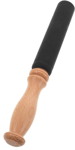 Toyvian Mazo de Cuenco Sonoro de Madera Tibetana Baqueta de Cuero para Yoga, Pilates y Relajación, Accesorio de Percusión Manual Diseño Nepalí Único