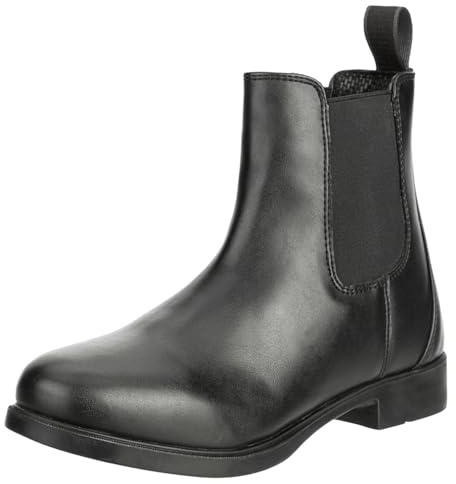 RL24 - Jodhpur Reitstiefelette soft | Kinder, Herren & Damen Stiefeletten | mit Elastikeinsatz & Pull-On | wasserdichte Chelsea Boots aus Kunstleder | schwarze Reitschuhe | Größe 38