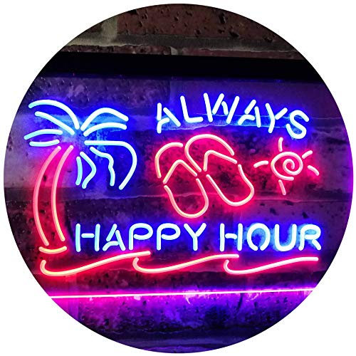 ADVPRO Happy Hour Relax Island Home Bar Décor Dual Color LED Barlicht Neonlicht Lichtwerbung Neon Sign Blau & Rot 300 x 210mm st6s32-i2530-br