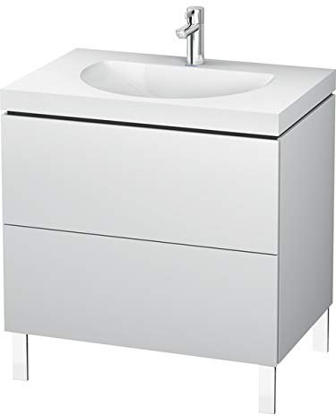 Duravit L-Cube Meuble Lave-Mains c-collée avec Base Murale, 100x48 cm, 1 tiroir, sans trop-Plein, sans Trou de Robinet, Coloris: Décor Blanc Mat - LC6918N1818