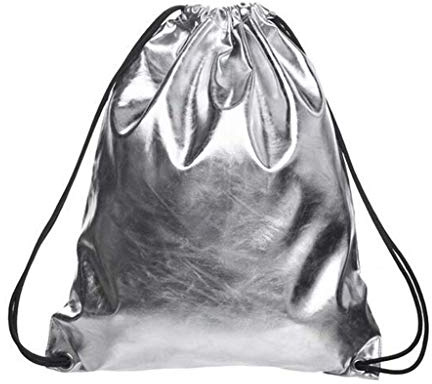 JameStyle26 Turnbeutel Hipster Rucksack Metallic Style Tasche Kordelzug Sportbeutel Bag Gym Sack Strandbeutel Gold Bling