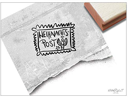 Stempel Weihnachtsstempel als Briefmarke, Einzeln oder 4er-Set - Textstempel Weihnachten Karten Weihnachtspost Geschenkanhänger Deko - zAcheR-fineT (Weihnachtspost mit Engel)