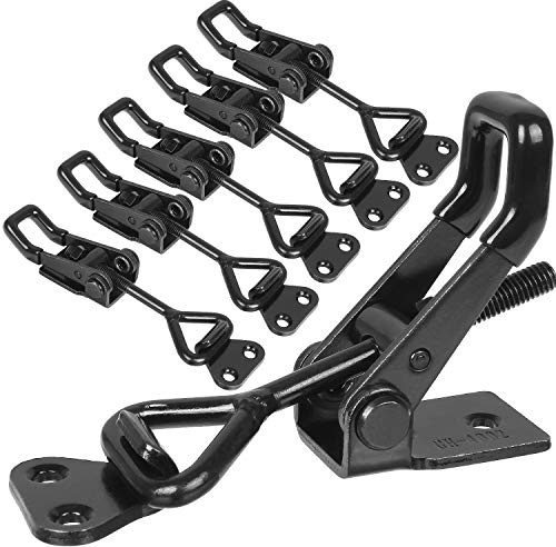 Black Toggle Latch Clamp, 6Pcs Heavy Duty Adjustable Toggle Clamp, 550lbs Holding Capacity Smoker Door Latch, Metal Pull Latch for Box, Gate, Cabinet, Case