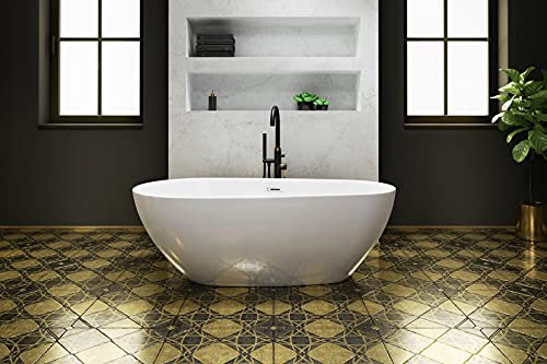 ECOLAM® exklusive freistehende Badewanne Standbadewanne moderne Wanne freistehend Kira 160x83 cm Luxus glamour + Ablaufgarnitur Click Clack Design Acryl weiß