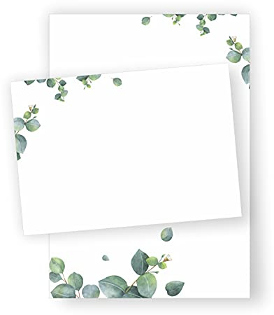 Briefpapier Eukalyptus DIN A5 I Set Briefpapier/Umschläge