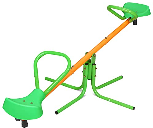 Seesaw Sit and Spin Teeter Totter Heavy Duty Outdoor Playground Equipment Outside Toys Set Swiveling 360 Degrees Rotating for Kids Backyard