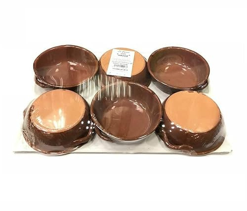 Generico Set 6 Pezzi Tegami Tegamini In Terracotta Con Manici 16cm