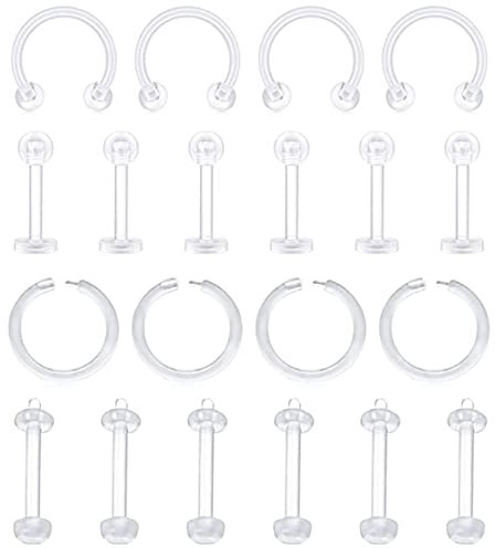 AMDXD Nasenstecker 1.2mm, Nasenring Offen Transparent Transparent Hoop Hufeisen, Ohr Nasen Piercing für Damen, 20er