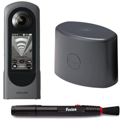 RICOH Theta X 360-Degree Camera Bundle with Lens Cap and Lens Cleaning Pen (3 Items)