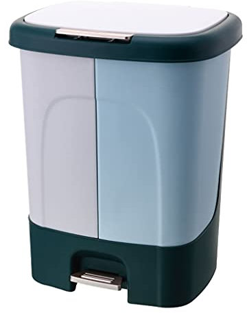 Poubelle de bureau à double baril à double couvercle poubelle de tri des ordures poubelle à pédale de ménage Poubelle de tri de la cuisine de bureau grande poubelle de rangement (Couleur : A-30L)
