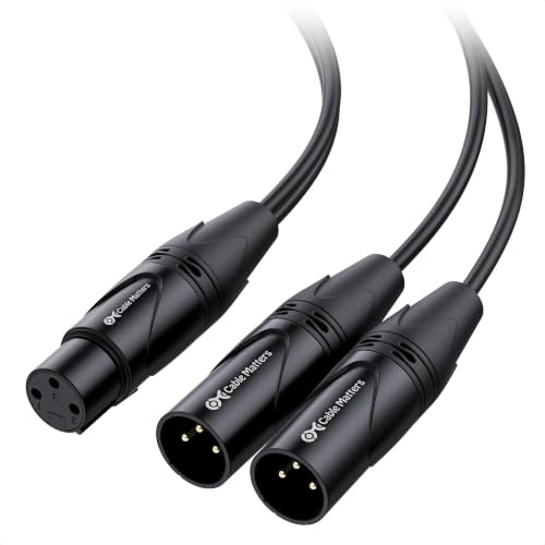 Cable Matters 2er-Pack XLR-Verzweigungskabel, Buchse-zu-2-Stecker, 45 cm | Buchse-zu-2-Stecker Y-Kabel, Buchse auf 2 Stecker Splitter, XLR Y Kabel, symmetrisches Audio Splitter