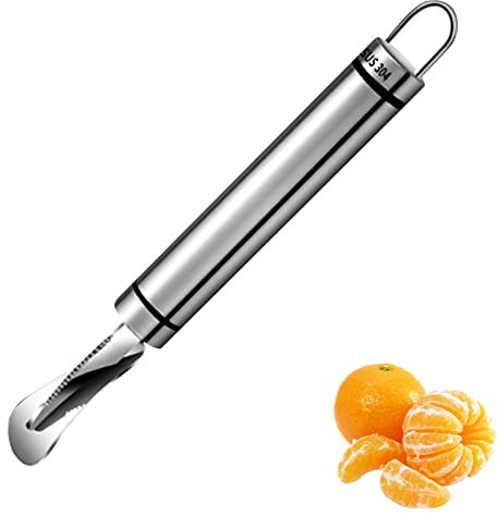 Edelstahl Orangenschäler Grapefruit Messer mit Gewölbter Gezackter Messerkopf Obst Küchengerät,Zitrusfrüchte Schälen Grapefruit Messer zur Trennung von Zellstoff und Schale Grapefruit Schäler Küchenhe