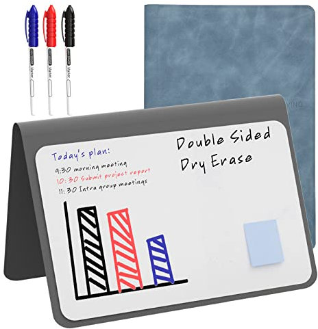 NEWYES Dry Erase Small Whiteboard A5 Notepad, Mini Desk White Boards with Erasable Pens, 21 x 34 cm Double Sided Portable Memo Whiteboard to-do List for Office Supplies School Study Essentials