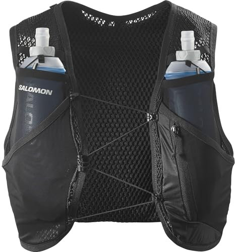 Salomon Active Skin 4 Unisex Running Hydration Vest Hiking Trail With Flasks Included, Precision Fit, 4L, and Optimized Storage