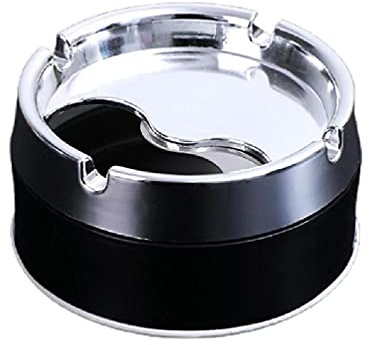 PP + Edelstahl-Aschenbecher rund, winddicht, mit drehbarem Deckel, für Zuhause, Garten, Innen- und Außenbereich, tragbar, Büro, Aschenbecher, Rauchzubehör