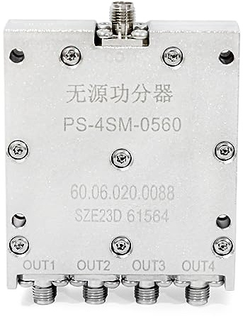 TOJOIN - Divisor de potencia pasivo de 4 vías para conectores SMA, divisor de cable coaxial de 0,5-6 GHz para accesorios de medición de RF/microondas, sistema de antena resistente a la corrosión