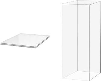 Acrylic Display Riser Box with Clear Base Hollow Clear Podium Platform 12 x 12 x 24 Art Sculpture 5 Sided Pedestal Flower Tower Cube Showcase Stand Wedding Reception by Marketing Holders