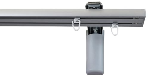 Garesa Gardinenschiene Flächenvorhangschiene Smart, 2-läufig, Alu Natur I Alu Vorhangschiene inkl. Gleiter I Wandmontage I Auch für schwere Vorhänge I 390cm