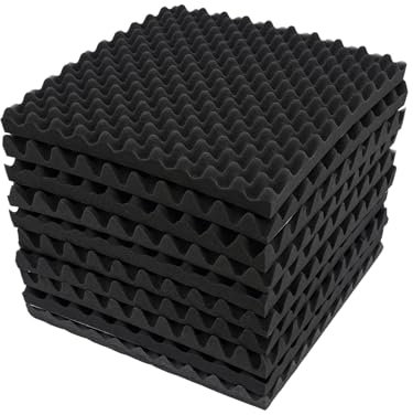 10 pannelli acustici ispessiti, fonoassorbenti, autoadesivi, 3D, ad alta densità, per decorazioni da gioco, podcast, studio, 50 x 50 x 5 cm, colore nero