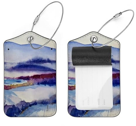 Provoke Art Gepäckanhänger, digitale Landschaft, Sichtschutz, ID-Label mit Edelstahlschlaufe und Adresskarte für Reisetasche, Koffer, 2 Stück