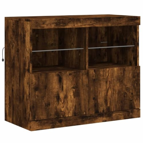 vidaXL Aparador con Luces LED Roble Ahumado 81x37x67 cm