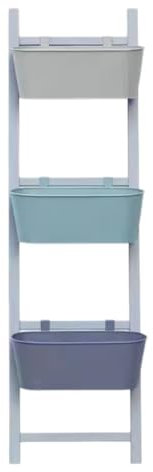 3-stufiges Pflanzen-Blumenständer-Regal, Pflanzenaufhänger-Leiter mit hängenden Blumentöpfen aus 3-farbigem Metall, hohes Holzleiter-Bücherregal, for Terrasse, Garten, Zuhause, Wohnzimmer-Dekor