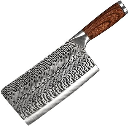 LIUJOU Ensemble de couteaux de chef professionnels damas, couteau de cuisine en acier inoxydable for viande, poisson et légumes-coupet de boucher et couteau à trancher manche en bois